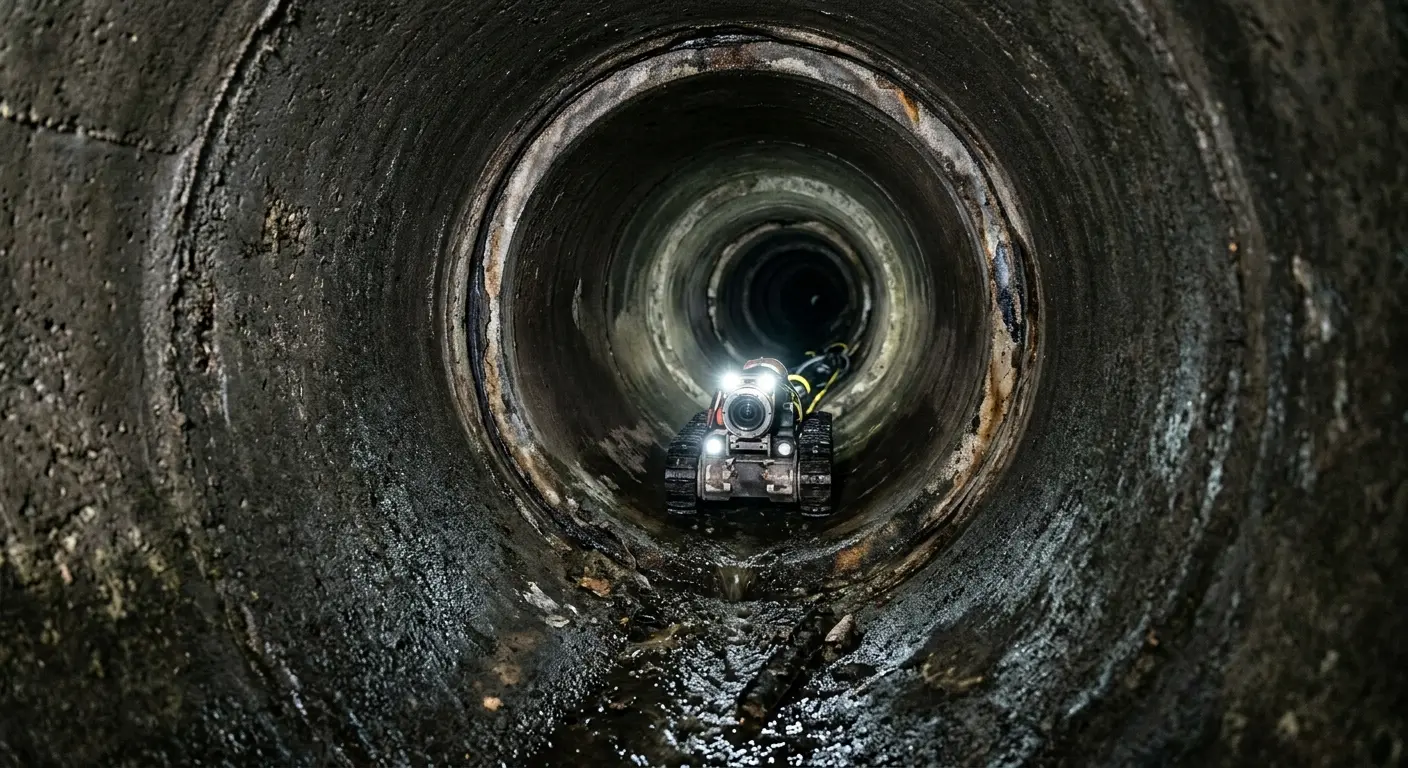 Robotic sewer camera inspecting pipe interior for Sewer Line Repair in Iowa Park